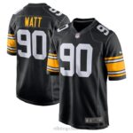 ropa NFL acereros de pittsburgh t.j. camiseta nike watt negra juego alternativo hombres 20DRH3776