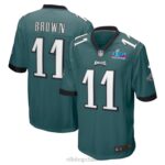 ropa NFL águilas de filadelfia a.j. camiseta del juego con parche del super bowl lvii verde medianoche nike marrón hombres 20DRH378