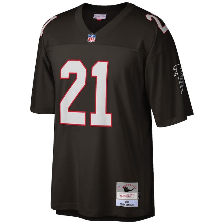 ropa NFL atlanta falcons deion sanders mitchell & ness negro grande y alto 1992 réplica de jugador retirado hombres 20DRH2362 - Image 2