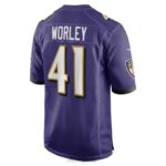 ropa NFL baltimore ravens daryl worley nike púrpura juego jugador camiseta hombres 20DRH4407 - Image 3