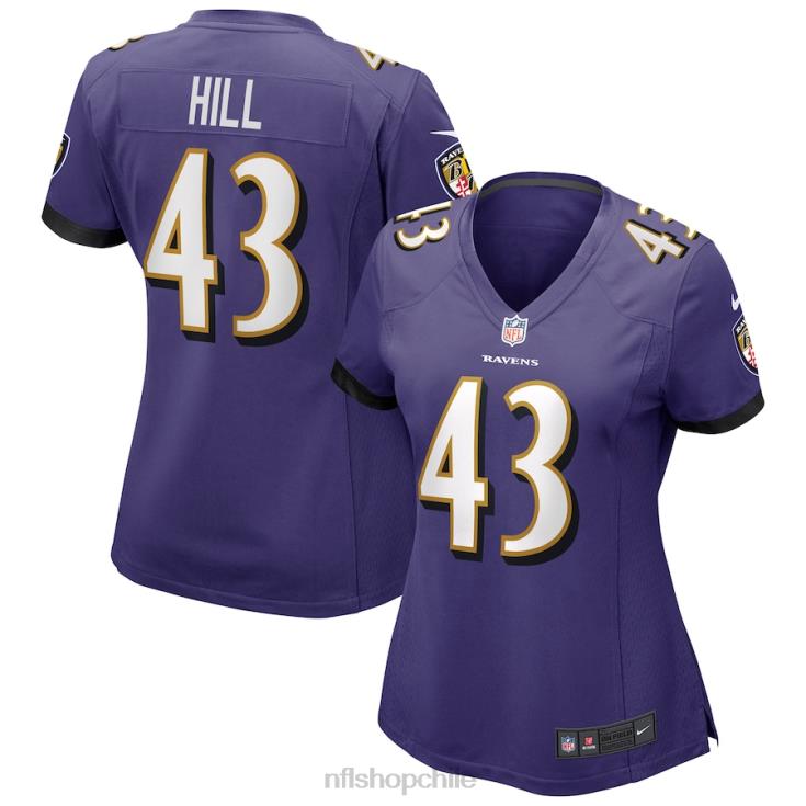 ropa NFL baltimore ravens Justice Hill camiseta nike morada mujer 20DRH6552 - Image 1