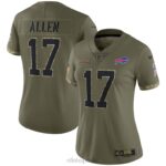 ropa NFL camiseta de buffalo bills josh allen nike olive 2022 saludo al servicio limitado mujer 20DRH2452