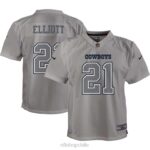 ropa NFL camiseta de juego de atmósfera gris nike de ezekiel elliott de los dallas cowboys juventud 20DRH2946
