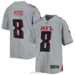 ropa NFL camiseta de juego invertida gris de kyle pitts de los halcones de atlanta nike juventud 20DRH3443