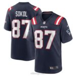 ropa NFL camiseta de jugador de juego azul marino de matt sokol de los patriotas de nueva inglaterra hombres 20DRH6380