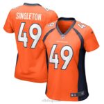 ropa NFL camiseta de jugador de juego naranja de alex singleton de los denver broncos nike mujer 20DRH6908
