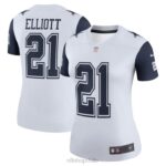 ropa NFL camiseta de jugador de leyenda de los dallas cowboys ezekiel elliott nike color blanco mujer 20DRH1990