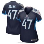 ropa NFL camiseta de jugador de local azul marino de andrew adams de los titanes de tennessee nike mujer 20DRH5758