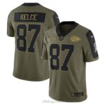 ropa NFL camiseta de jugador limitada nike olive 2021 salute to service de los jefes de kansas city travis kelce hombres 20DRH3775