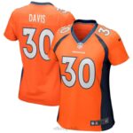 ropa NFL camiseta de jugador retirado del juego naranja de los denver broncos terrell davis nike mujer 20DRH3958