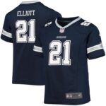 ropa NFL camiseta del juego del equipo azul marino de ezekiel elliott de los dallas cowboys juventud 20DRH2973