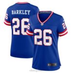 ropa NFL camiseta del juego del jugador nike royal classic de los gigantes de nueva york saquon barkley mujer 20DRH376
