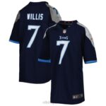 ropa NFL camiseta nike azul marino de los titanes de tennessee malik willis juventud 20DRH2932