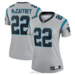 ropa NFL carolina panthers christian mccaffrey camiseta nike leyenda invertida plateada mujer 20DRH4039