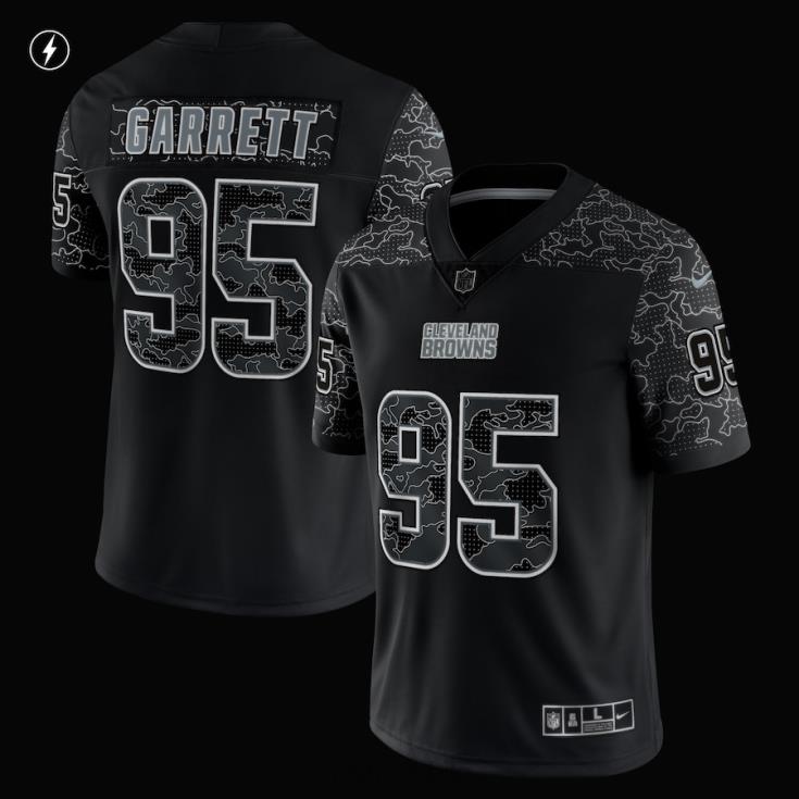 ropa NFL cleveland browns myles garrett camiseta nike negra rflctv limitada hombres 20DRH2451 - Image 2
