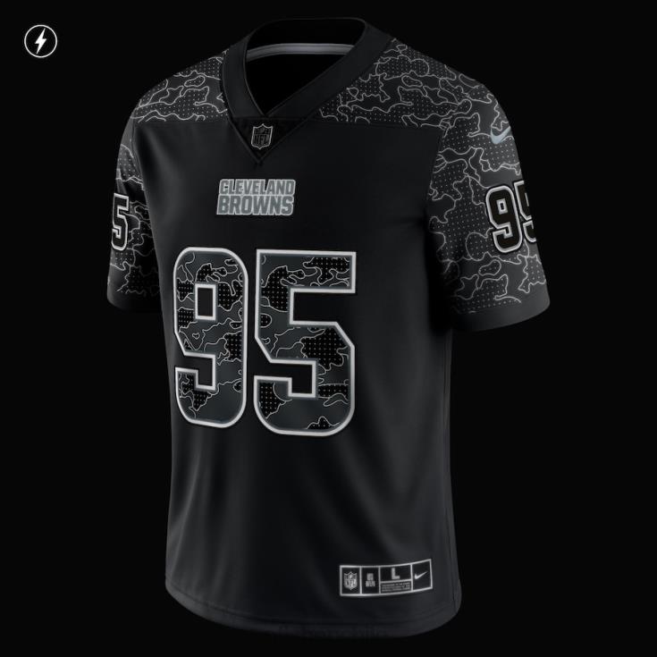 ropa NFL cleveland browns myles garrett camiseta nike negra rflctv limitada hombres 20DRH2451 - Image 4