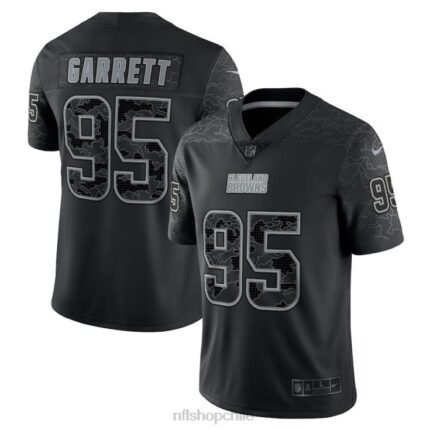 ropa NFL cleveland browns myles garrett camiseta nike negra rflctv limitada hombres 20DRH2451