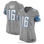 ropa NFL detroit lions jared goff camiseta nike plateada del juego mujer 20DRH1894