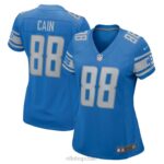 ropa NFL Detroit Lions Jim Cain Nike camiseta azul de jugador retirado mujer 20DRH5532