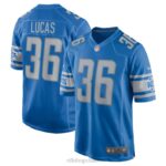 ropa NFL detroit lions persiguen a lucas nike camiseta azul del juego del jugador hombres 20DRH4414
