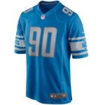 ropa NFL detroit lions trey flores nike azul juego camiseta hombres 20DRH4091 - Image 2