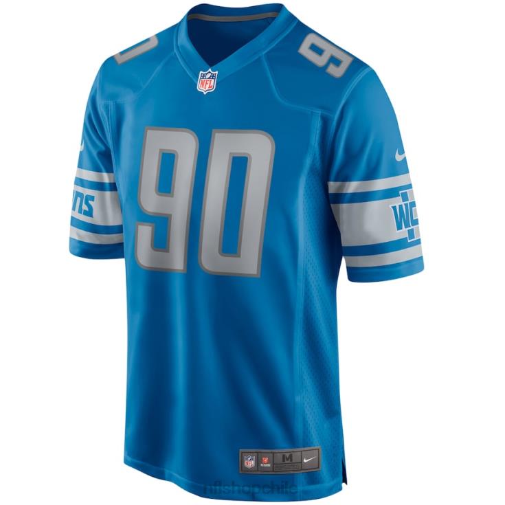 ropa NFL detroit lions trey flores nike azul juego camiseta hombres 20DRH4091 - Image 2