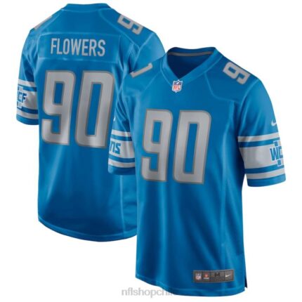 ropa NFL detroit lions trey flores nike azul juego camiseta hombres 20DRH4091