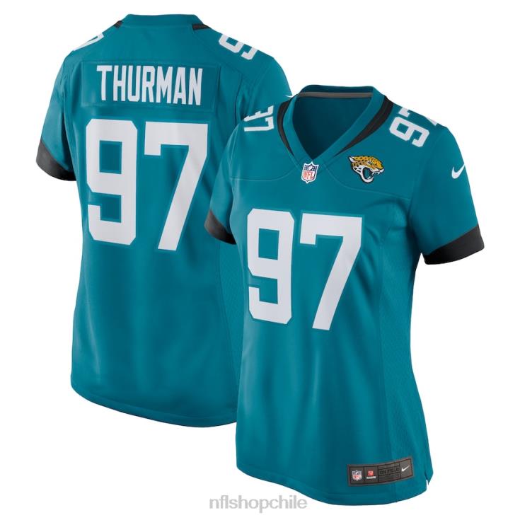 ropa NFL jaguares de jacksonville nick thurman nike camiseta de jugador de juego local verde azulado mujer 20DRH5436 - Image 1