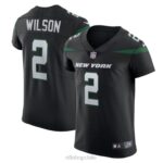 ropa NFL jets de nueva york zach wilson camiseta nike Stealth vapor elite negra hombres 20DRH4841