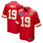 ropa NFL kansas city chiefs kadarius toney nike camiseta roja del juego con parche lvii del super bowl hombres 20DRH235