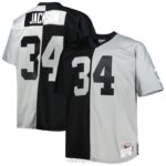 ropa NFL las vegas raiders bo jackson mitchell & ness negro/plata grande y alto legado dividido jugador retirado réplica camiseta hombres 20DRH2144