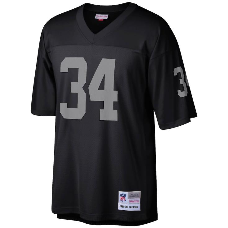 ropa NFL las vegas raiders bo jackson mitchell & ness réplica de camiseta negra heredada hombres 20DRH1271 - Image 2