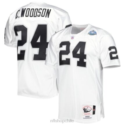 ropa NFL las vegas raiders charles woodson mitchell & ness blanco 2002 super bowl xxxvii auténtica camiseta de jugador retirado hombres 20DRH1416