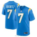 ropa NFL los angeles chargers gerald everett nike polvo azul jugador juego camiseta hombres 20DRH3367