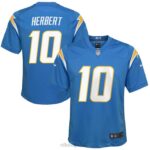 ropa NFL los angeles chargers justin herbert nike camiseta azul polvo juventud 20DRH346