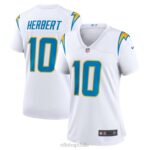 ropa NFL los angeles chargers justin herbert nike camiseta blanca del juego mujer 20DRH1445