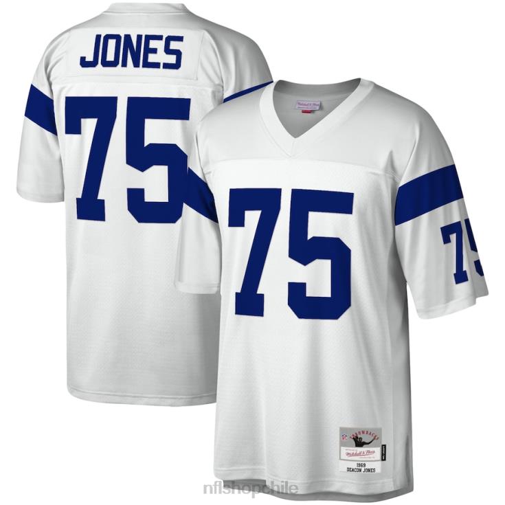 ropa NFL los angeles rams deacon jones mitchell & ness réplica de camiseta blanca heredada de 1969 hombres 20DRH3787 - Image 1