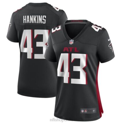 ropa NFL matt hankins atlanta falcons nike camiseta negra del jugador del juego mujer 20DRH5397