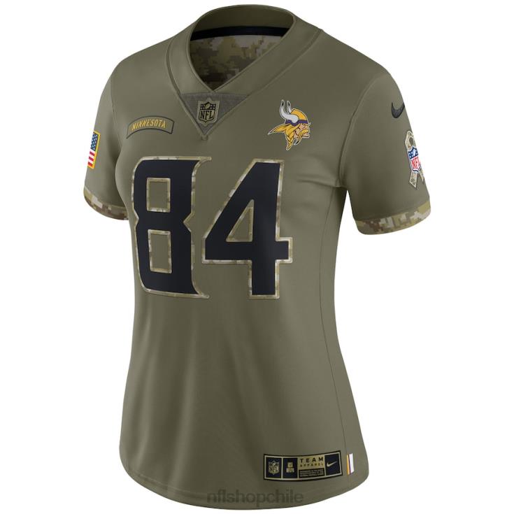ropa NFL Minnesota Vikings Randy Moss Nike Olive 2022 Saludo al servicio Camiseta limitada de jugador retirado mujer 20DRH5202 - Image 2