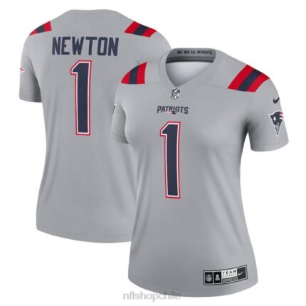 ropa NFL New England Patriots Cam Newton Nike camiseta gris leyenda invertida mujer 20DRH4950