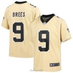ropa NFL New Orleans Saints Drew Brees Nike camiseta de juego invertida dorada juventud 20DRH3099