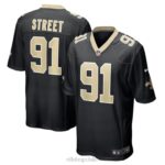 ropa NFL New Orleans Saints Kentavius ​​Street Nike camiseta negra de jugador de juego hombres 20DRH4406