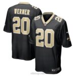 ropa NFL New Orleans Saints Pete Werner Nike camiseta negra del juego hombres 20DRH1714