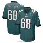 ropa NFL philadelphia eagles jordan mailata nike medianoche verde super bowl lvii parche juego camiseta hombres 20DRH1148