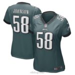 ropa NFL Philadelphia Eagles Kyron Johnson Nike Camiseta de jugador de juego verde medianoche mujer 20DRH5707