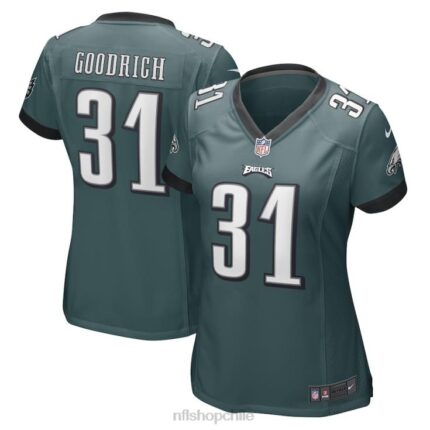 ropa NFL Philadelphia Eagles Mario Goodrich Nike Camiseta de jugador de juego verde medianoche mujer 20DRH6000