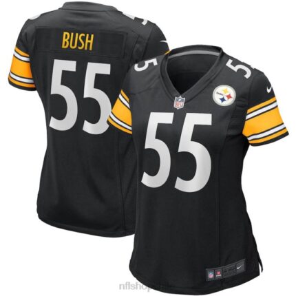 ropa NFL pittsburgh steelers devin bush nike camiseta negra del jugador del juego mujer 20DRH5093