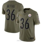 ropa NFL pittsburgh steelers jerome bettis nike oliva 2022 saludo al servicio jugador retirado camiseta limitada hombres 20DRH1160