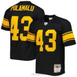 ropa NFL pittsburgh steelers troy polamalu mitchell & ness negro alternativo 2008 réplica legado camiseta hombres 20DRH245