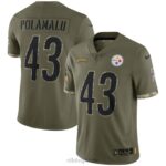ropa NFL pittsburgh steelers troy polamalu nike oliva 2022 saludo al servicio jugador retirado camiseta limitada hombres 20DRH2350